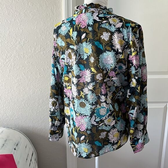 Talbots Petite Floral Popover Cotton Top 1/2 Button Front NWOT - Picture 5 of 7